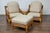 Mid 20th Century Midcentury Bamboo Lounge Chairs with Ottoman, Rattan Accents, and Linen Fabric For Sale - Image 5 of 12
