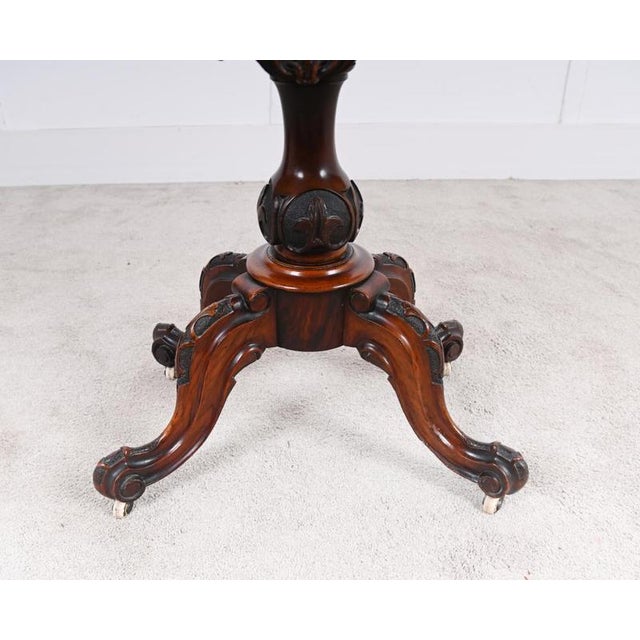 Victorian Walnut Games Table with Fold-Over Top, 1880s For Sale - Image 5 of 8