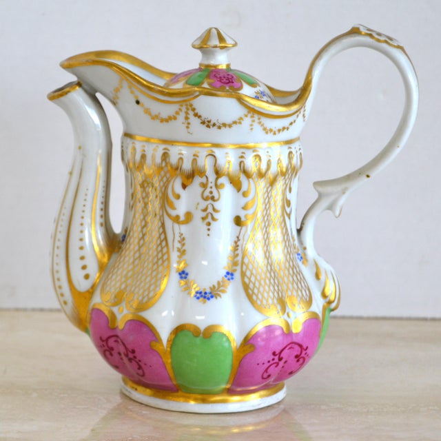 Vintage Hand Painted Gilt Porcelain Tea Set - 9 Pieces For Sale - Image 9 of 12