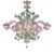 Ornate Venetian Pink and Green Floreal Murano Glass Chandelier For Sale