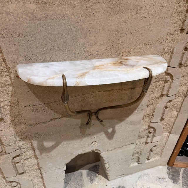 Gio Ponti 1950s Sculptural Venetian Wall Console Table Cristallo Brass Italy For Sale - Image 4 of 13