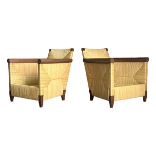 1990s John Hutton for Donghia Merbau Lounge Chairs- A Pair For Sale