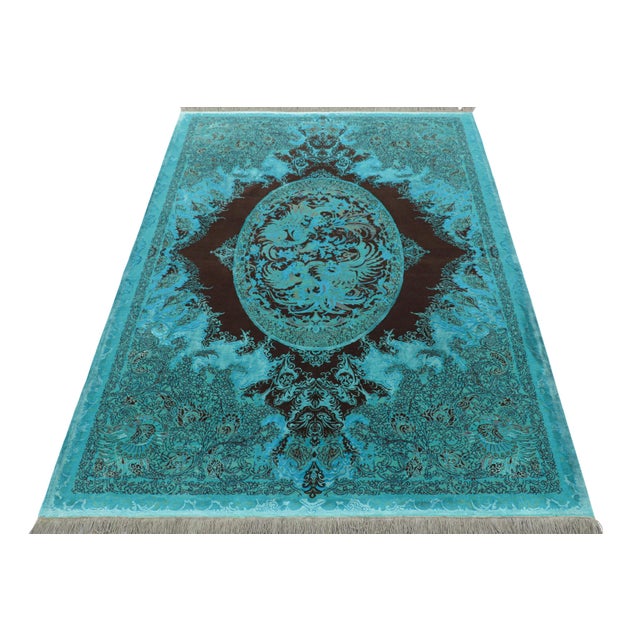 2010s Rug & Kilim’s Modern Classics Rug, Turquoise With Pictorial Medallion “Simorgh” For Sale - Image 5 of 10