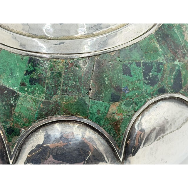 Mid 20th Century Los Castillo Taxco Malachite Silver Plate Lidded Bowl, Mexican Modernist Silver For Sale - Image 12 of 18