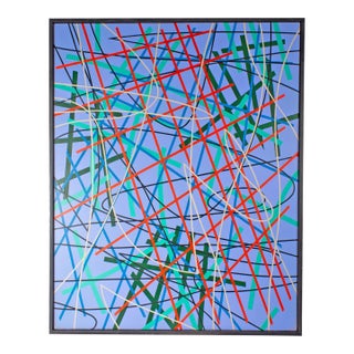 “Linear Composition With Grids” Acrylic on Canvas Painting by James Massena March For Sale