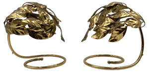 Hollywood Regency Brass Leaves Table Lamps, 1970s, Set of 2