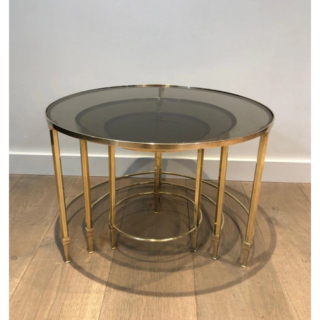 Round Brass Nesting Tables by Maison Ramsay - Set of 3 For Sale - Image 10 of 13