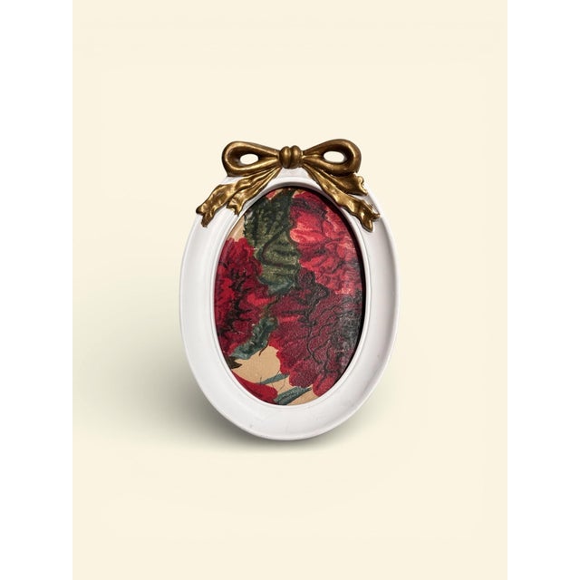 French Original Paul Dumas French Wallpaper Fragment Framed | Antique Floral Wall Art | 5 X 7 Oval Frame | French Decorative Arts For Sale - Image 3 of 5