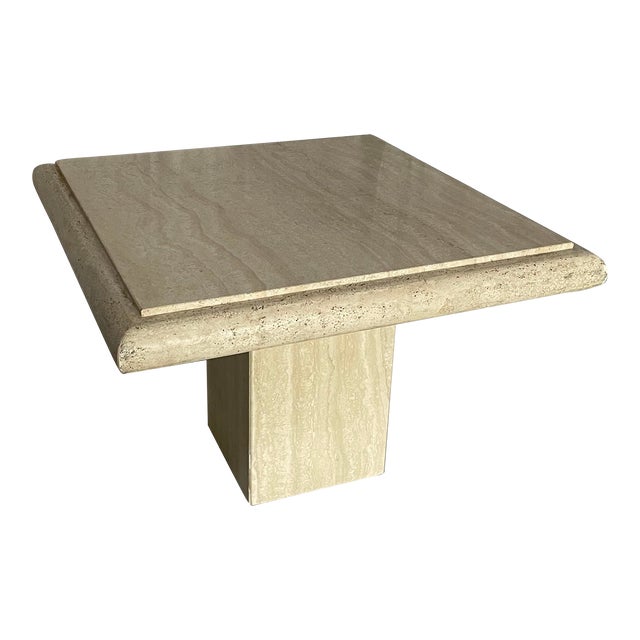 1970s Italian Made Travertine Side Table For Sale