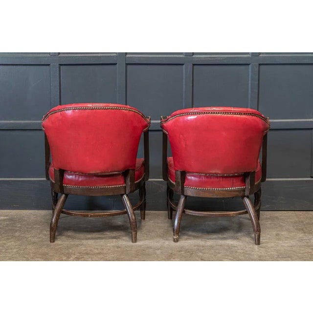 Set of English Red Studded Club Chairs, 1920s For Sale - Image 4 of 12