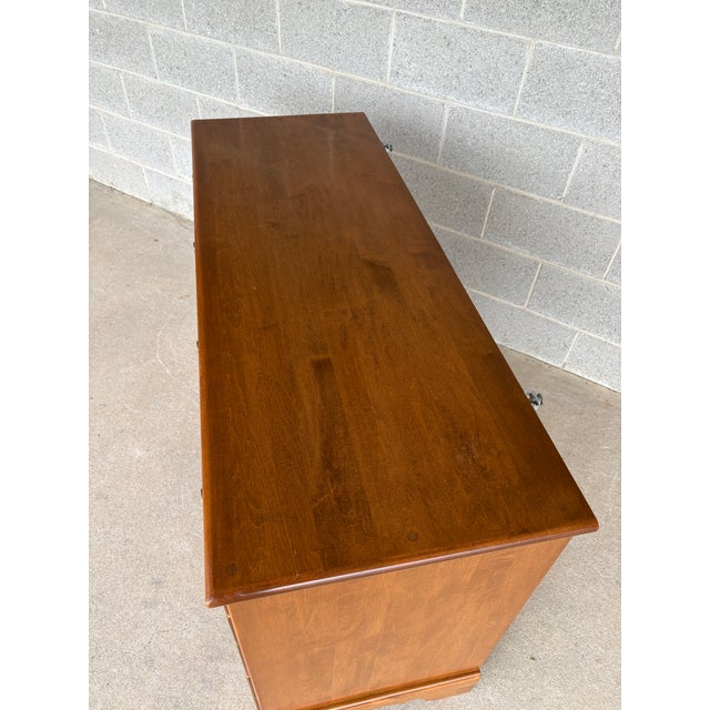 Brown Ethan Allen 1776 Collection 6 Drawer Maple Double Dresser & Mirror For Sale - Image 8 of 10