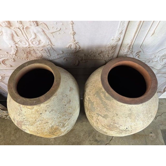 Pair of Monumental Terracotta Olive Jars With Weathered Patina For Sale - Image 17 of 17