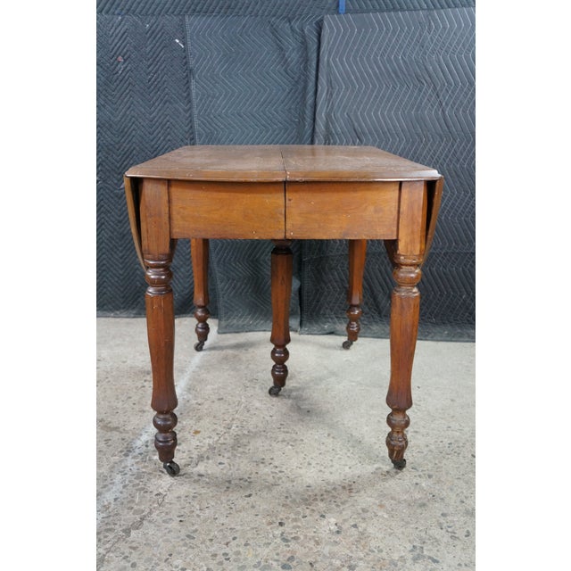 Antique 19th Century Victorian Mahogany Drop Leaf Oval Dining Table Console For Sale - Image 12 of 18