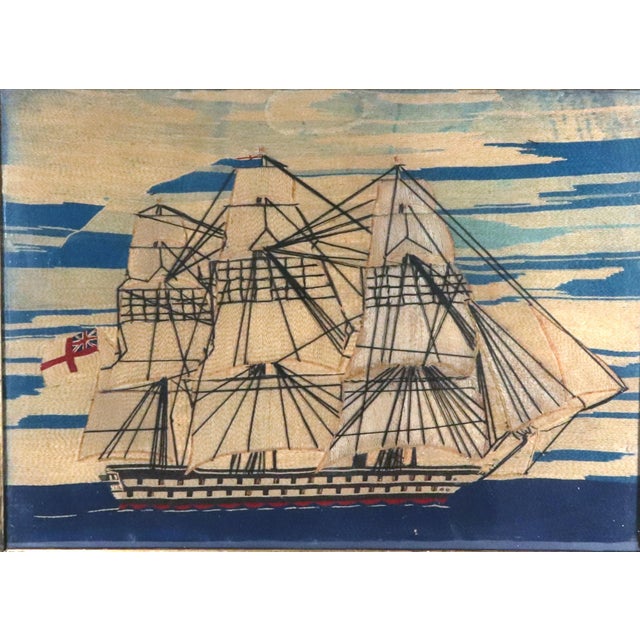 Mid 19th Century British Sailor's Woolwork of Royal Navy Ship For Sale - Image 5 of 5