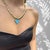 Calmness Blue Heart Pendant Gold Heart Beaded Necklace For Sale In Miami - Image 6 of 8
