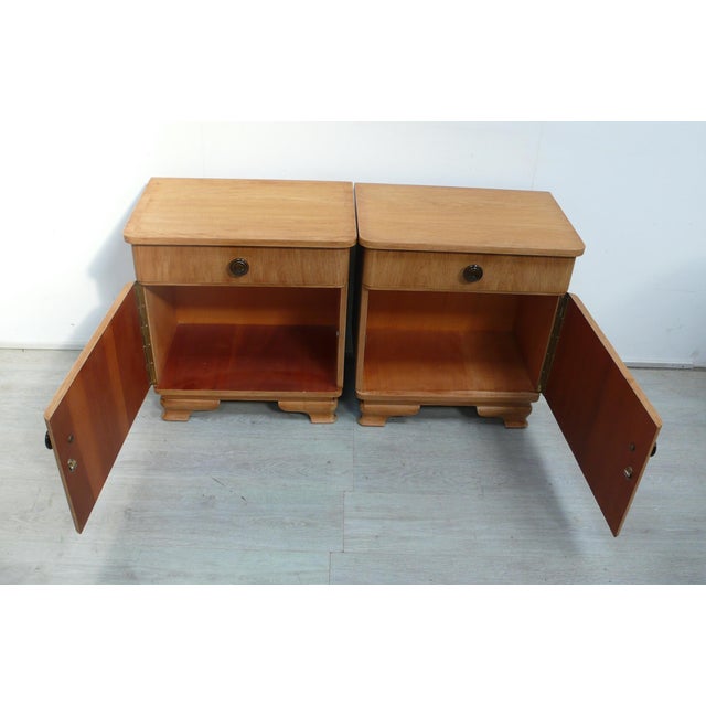 Art Deco Bedside Tables in Oak, Germany, 1940s, Set of 2 For Sale - Image 4 of 10