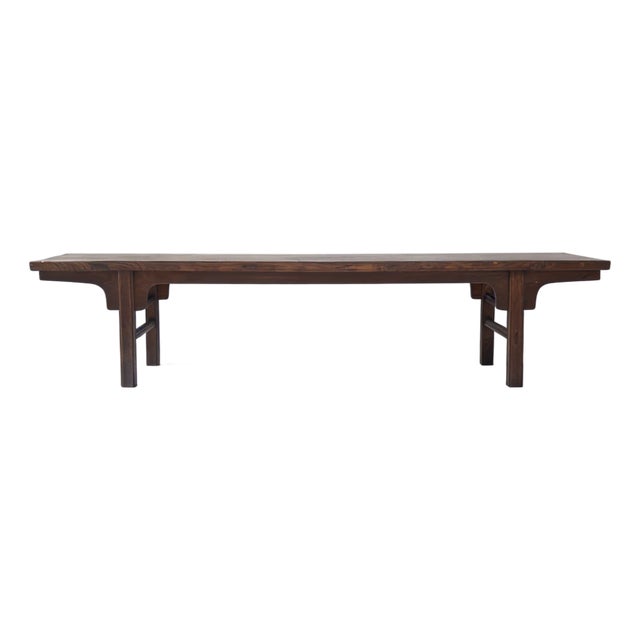 81" Long Vintage Solid Elm Wood Bench For Sale