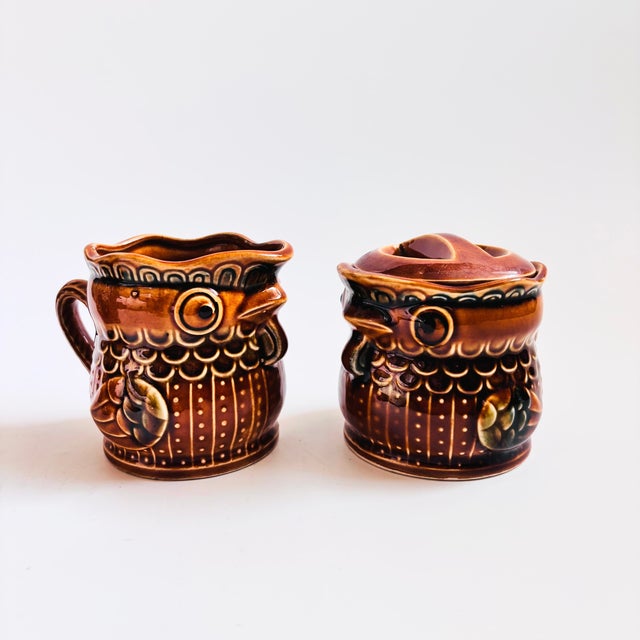 Ceramic Mid Century Pottery Chicken Tea Set - Teapot, Creamer, and Sugar Bowl For Sale - Image 7 of 14