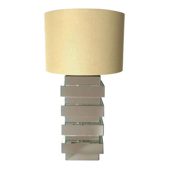 70s Modern Postmodern Mirrored Table Lamp, Circa 1970s For Sale
