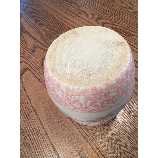 Cream Marshall Pottery Pink Sponge-Ware Stoneware Crock For Sale - Image 8 of 8