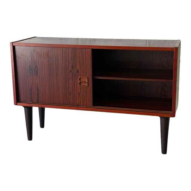 Rosewood Sideboard Credenza With Dual Sliding Doors Danish Mid-Century Modern 1970s For Sale