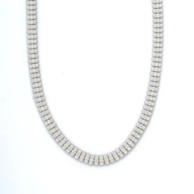 Estate 8.27 CTW Radiant Diamond Necklace in 18k White Gold for Women For Sale - Image 4 of 11