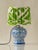 1980s Royal Delft Blue & White Ceramic Table Lamp with New Green Ikat Shade For Sale - Image 5 of 11