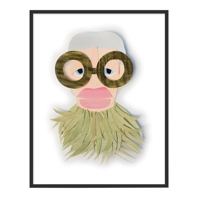 Iris with Tortoise Shell Glasses by Melvin G in Black Framed Paper, Medium Art Print For Sale