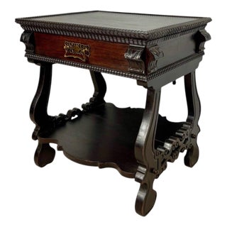 Portuguese Side Table with Drawer and Lower Shelf, 1930s For Sale
