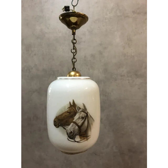 Opaline White Ceiling Lamp with Horse, 1950s For Sale - Image 14 of 14