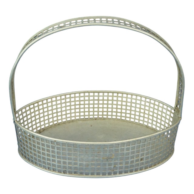 Art Deco Basket in Aluminum with Perforations attributed to Josef Franz Maria Hoffmann for Wiener Werkstätte, Austria, 1920s For Sale