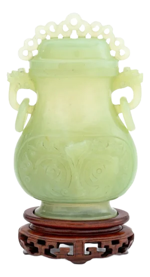 Chinese Carved Jade Covered Hu Vase