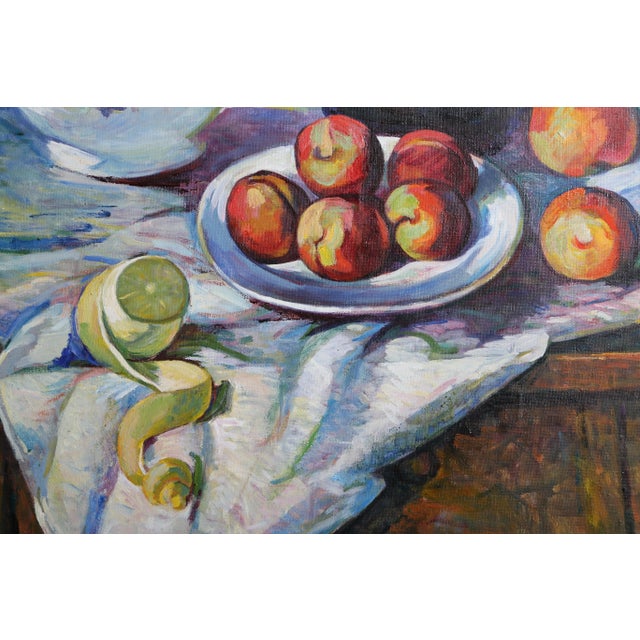 Morning Breakfast Fruits Muhammad Amanov Year: 1995 Size: 40 in. x 31.5 in. Framed size: 47 x 39 inches Oil on Canvas,...