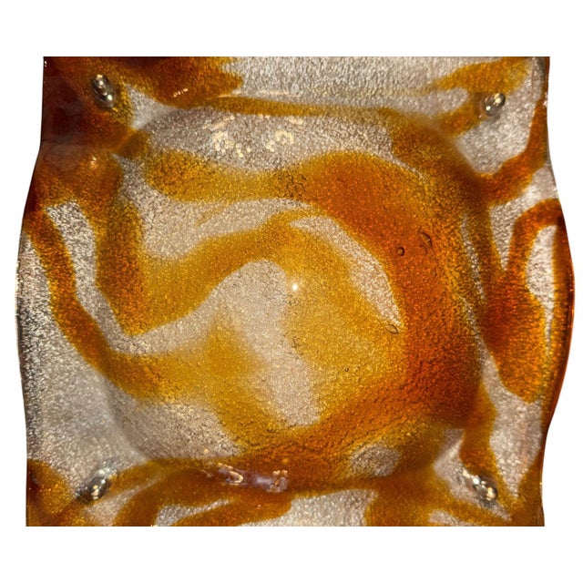 1970s Mazzega Amber & Clear Murano Glass Wall Sconce or Flush Mount For Sale - Image 9 of 9