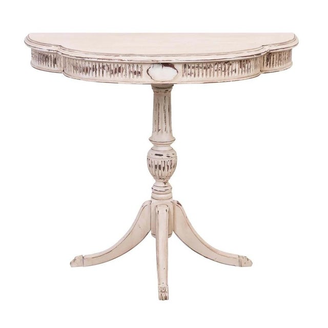 Regency Style Demi Lune Table on Pedestal Base Mid-20th Century For Sale - Image 9 of 12