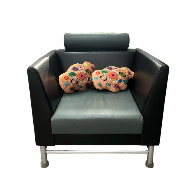 Contemporary Velvet "IdolEyes" Amoeba-Shaped Pillow, Custom Original For Sale - Image 3 of 8