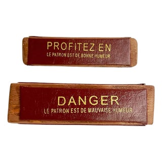 Pair Mid 20th Century French Humorous Desk Plaques For Sale