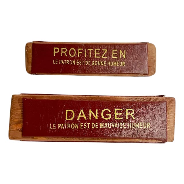 Pair Mid 20th Century French Humorous Desk Plaques For Sale
