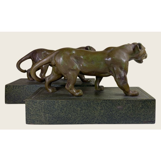 Early 1900’s Pair of Barye “Jaguar Qui Marche No 2” Bronzed Sculptures/Bookends For Sale - Image 4 of 11