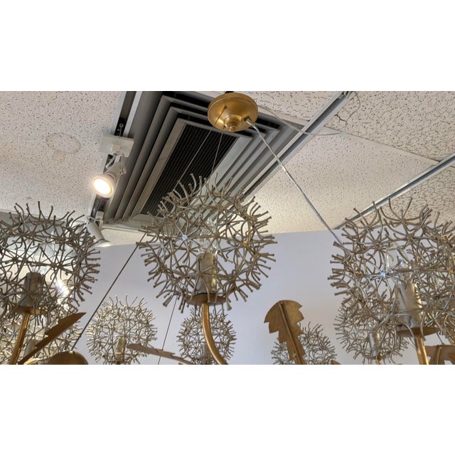 Metal Currey & Company ModernSilver and Gold Dandelion Chandelier For Sale - Image 7 of 7