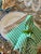 Mid-Century Modern Vintage Striped Linen Cotton Blend Cloth Napkins, Set of 6, Emerald Green and White For Sale - Image 3 of 5