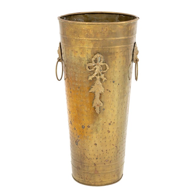 Brass Arts and Crafts Hammered Brass Umbrella Stand, Circa 1900 For Sale - Image 8 of 9