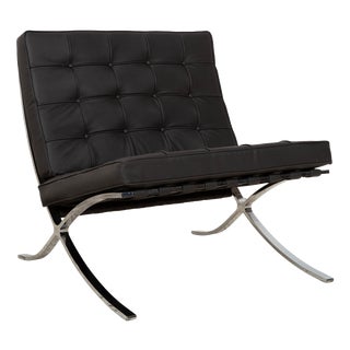 Black Vegan Leather Barcelona Chair by Ludwig Mies van der Rohe for Knoll International For Sale