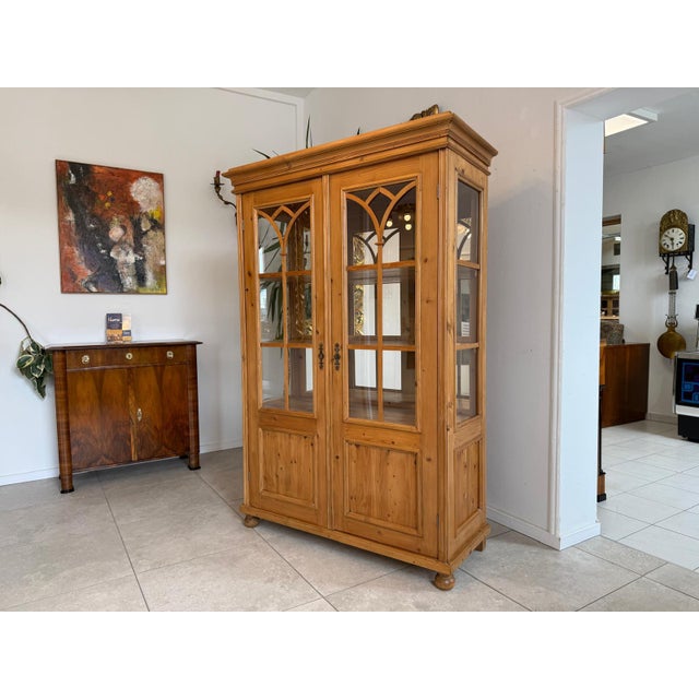 Antique Farmhouse Display Cabinet/Bookcase with Glass Doors. Dimensions: Height x Width x Depth 185 x 123 x 53 cm. For...
