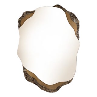Arizona Mirror in Dark Emperator Marble and Bronzed Brushed Brass from InsidherLand For Sale