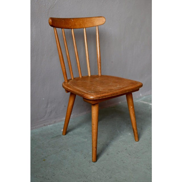 1960s Vintage Wooden Childrens Chair with Slatted Legs and Compass Design, 1960s For Sale - Image 5 of 10