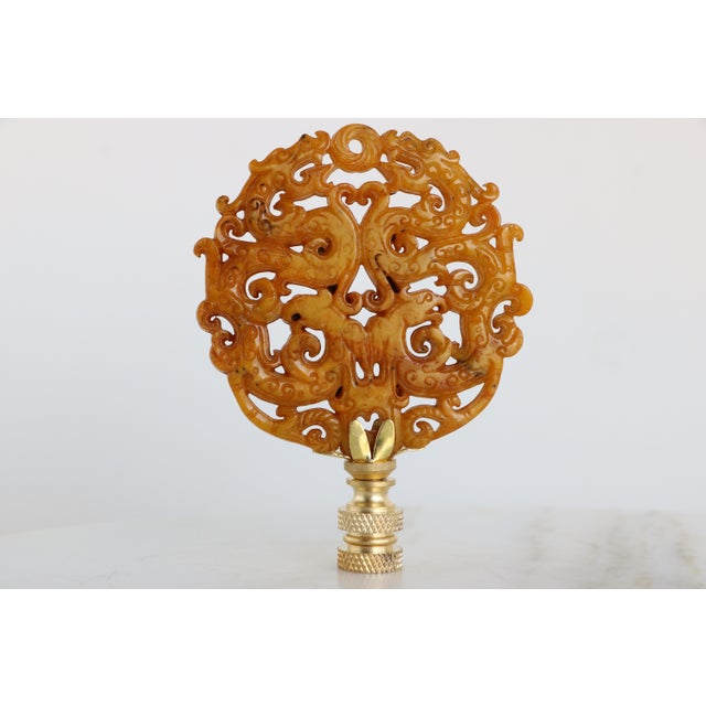 Frilly Chinoiserie Lamp Finial on Brass Hardware For Sale In Madison - Image 6 of 7