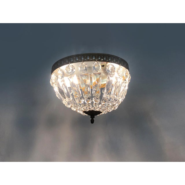 Antique two-light crown-shaped ceiling light with glass drop shades. Louis xvi style louis xvi style half-basket ceiling...