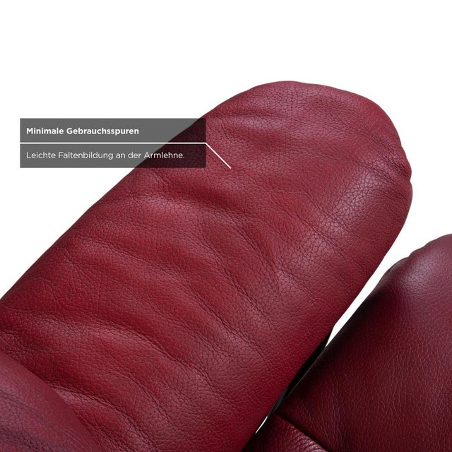 Animal Skin Reno Leather Recliner in Red with Footstool and Manual Function by Stressless, Set of 2 For Sale - Image 7 of 17