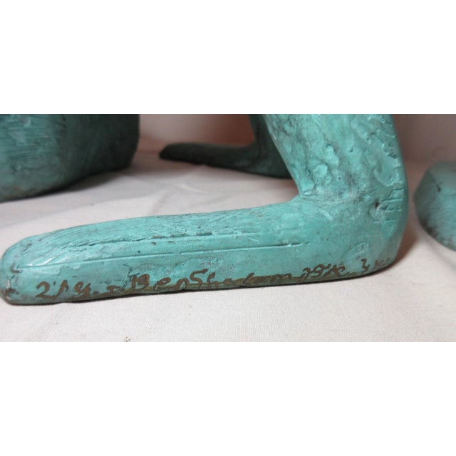 Bronze 1980s Large Modern Itzik Benshalom 2/9 Figural Patinated Nude Bronze Statue Couple - Set of 2 For Sale - Image 8 of 11